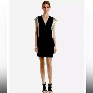 NWOT Sandro Black Silver Block Shift Dress Size 1 US Size XS/S/ CLOFA